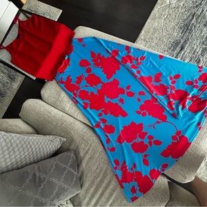 Red and Blue  long Skirt
